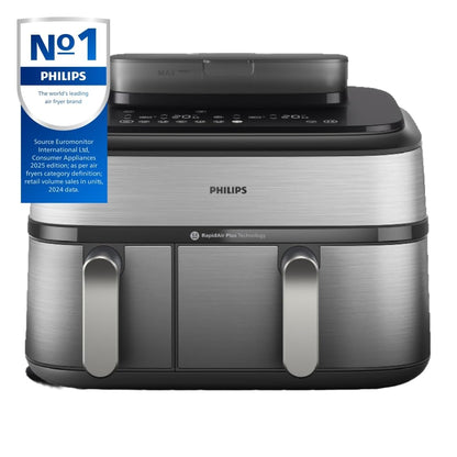 Philips Air Fryer 5000 Series Dual Basket with Steam – 9L Capacity, RapidAir Plus Technology