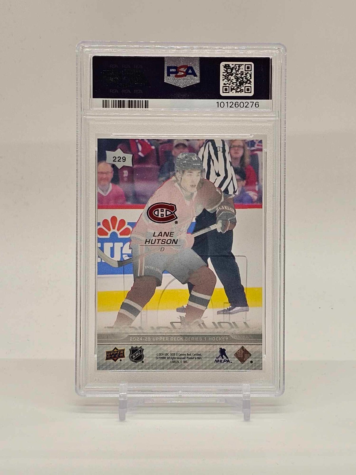 2024-25 Upper Deck Series 1 Lane Hutson #229 Clear Cut Young Guns SSP RC PSA 9