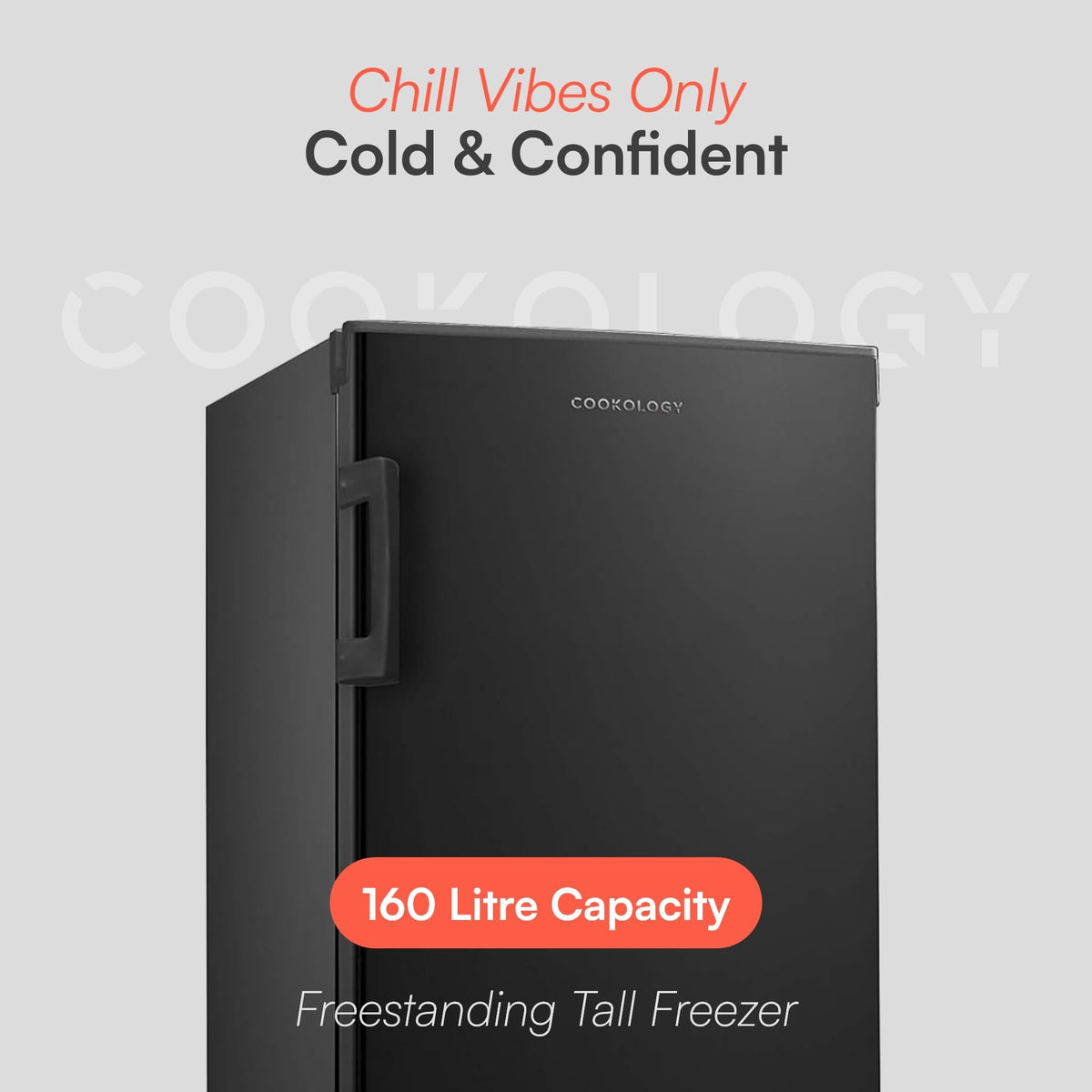 Cookology CTFZ160BK Tall Freestanding Freezer - Upright Freezer with 160 Litre Capacity