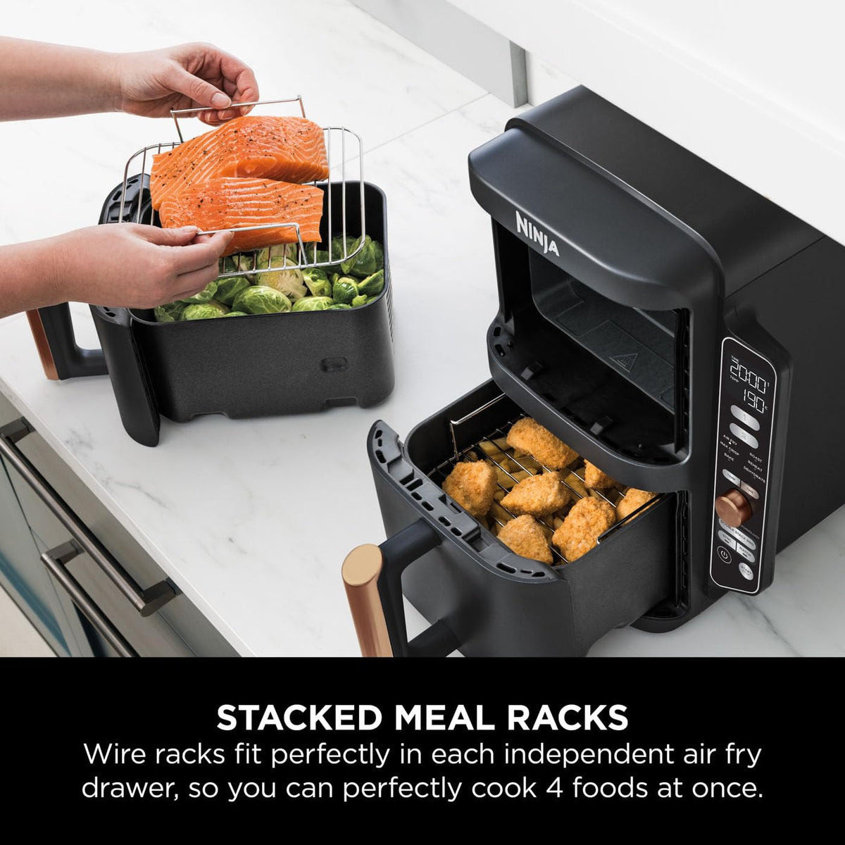 Ninja Double Stack XL Air Fryer, Vertical Dual Drawer Air Fryer with 4 cooking levels, 2 Drawers & 2 Racks
