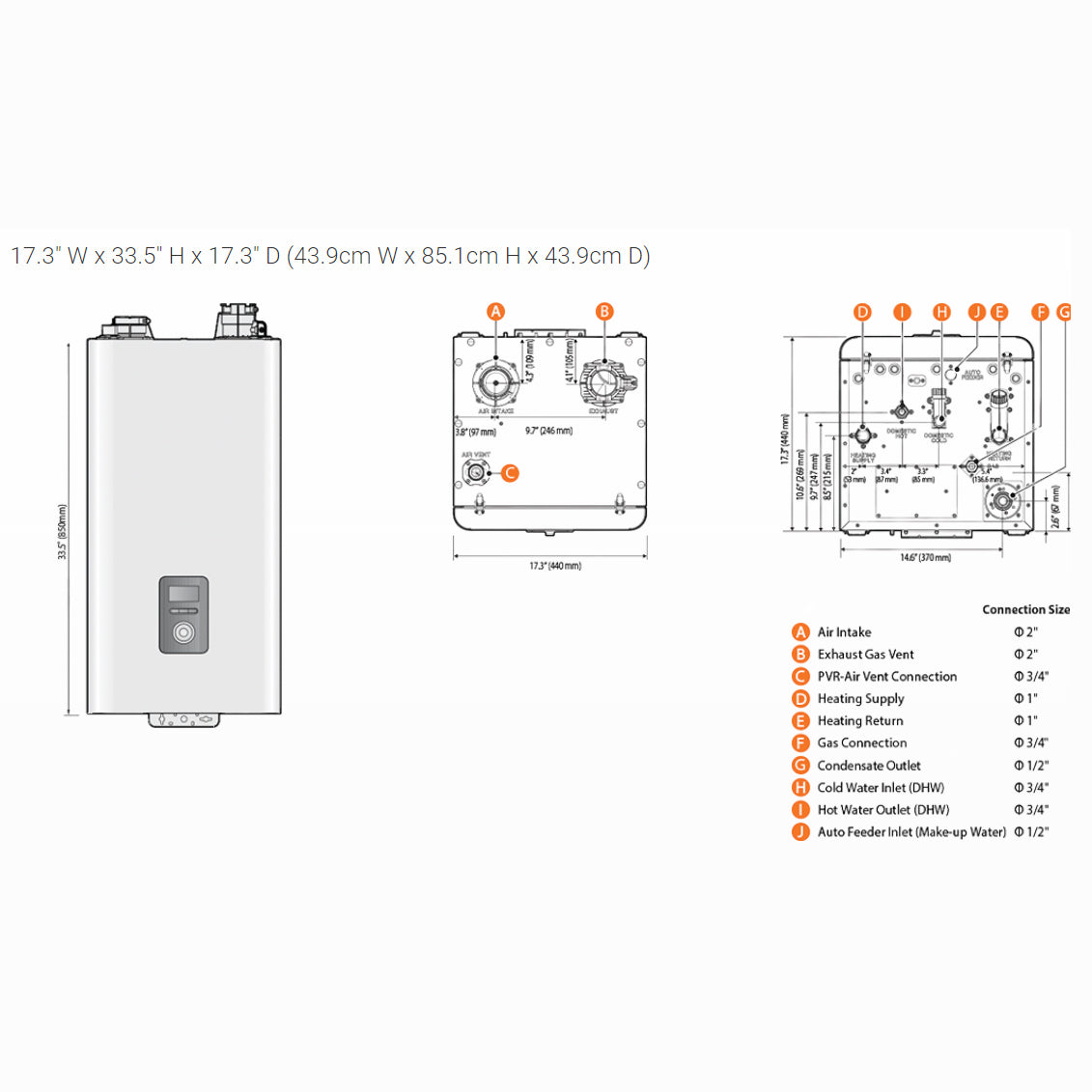 NFC-250/200H - Condensing Combi-Boiler - 199,900 BTU DHW / 210,000 BTU HTG